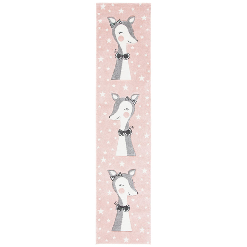 Tapis rose pour enfant Gabor, Tapis de couloir 2 pi 3 po x 6 pi