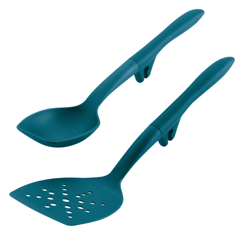 Rachael Ray Tools and Gadgets Lazy Flexi Turner and Scraping Spoon Nonstick Utensil Set, 2 Piece, Red
