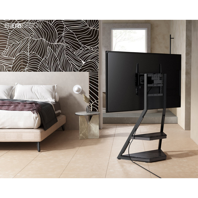 Meuble télé de coin avec 2 tablettes en bois, Noir