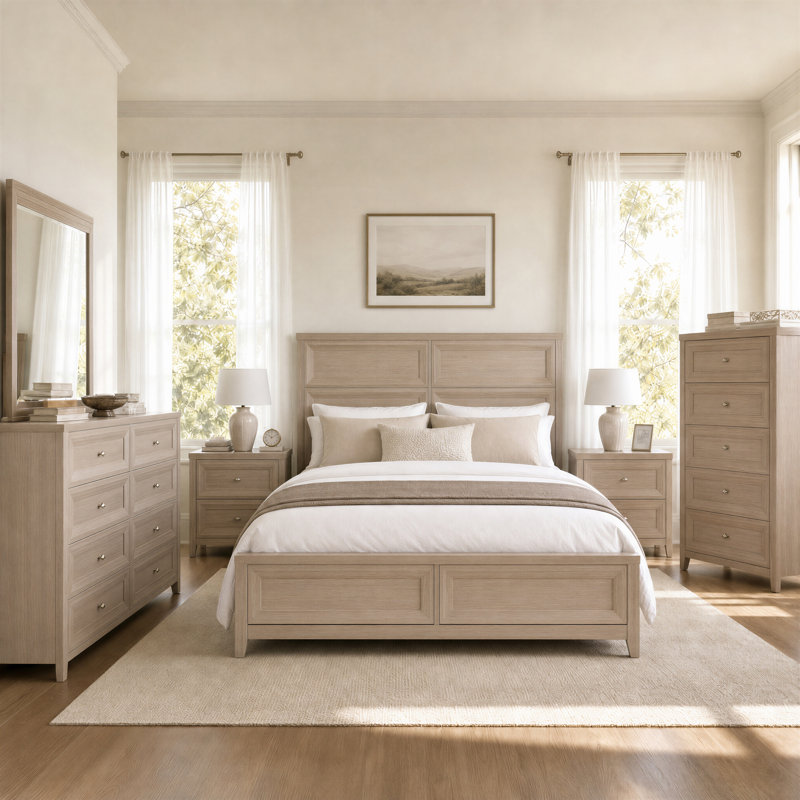 4 Piece Bedroom Set, Ivory White