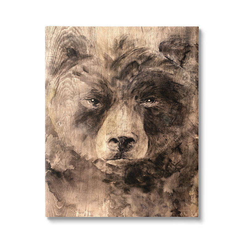 «Rustic Bear Portrait» par Kamdon Kreations - impression sur toile tendue, H 30 po x l 24 po x P 1,5 po