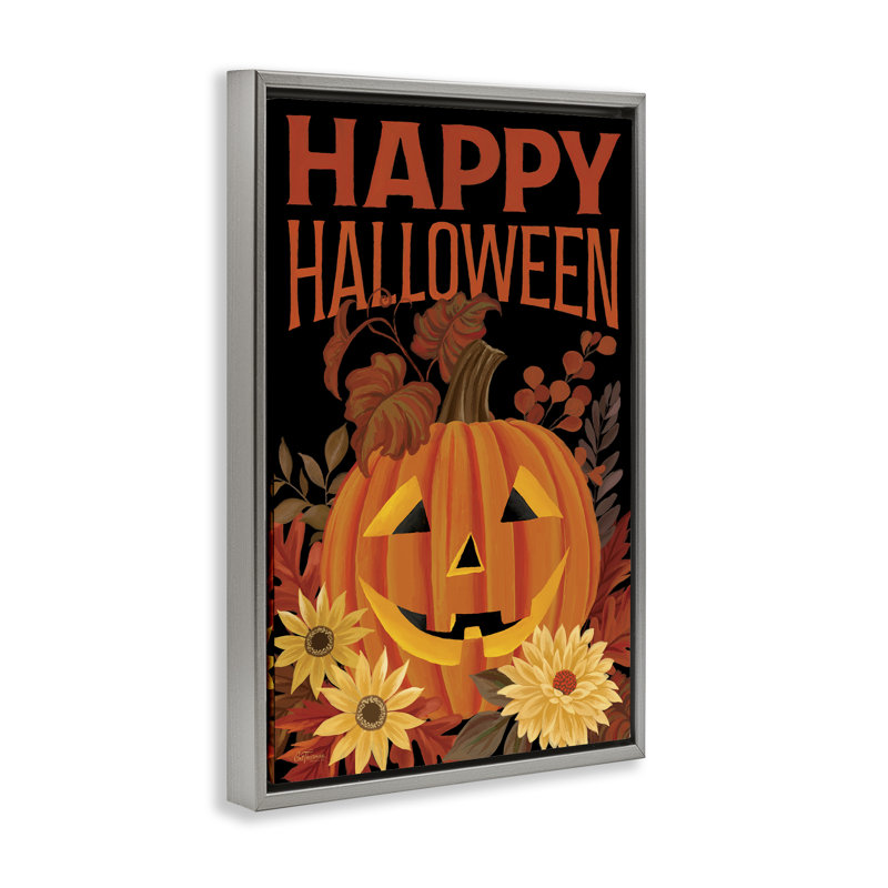 Cadre flottant Happy Halloween, H 31 po x l 21 po, Cadre flottant gris lustré