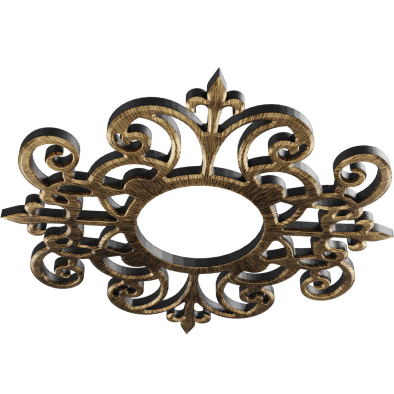 Médaillon de plafond en PVC de qualité architecturale Dijon, H 38 po x l 38 po x P 1 po, Laiton antique