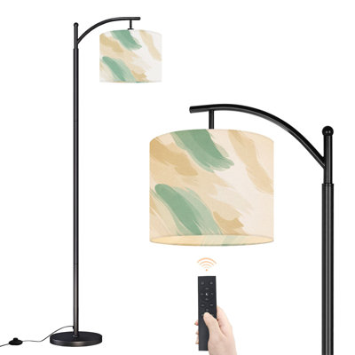 Lampe sur pied arc avec abat-jour réglable Couleurs neutres terreuses abstraites Toile moderne sur toile Art texturé Lampe sur pied à 3 températures de couleur à intensité variable avec interrupteur au pied pour chambre à coucher
