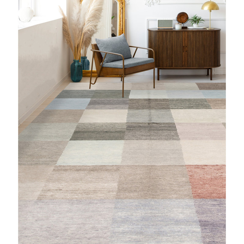Himalayan Hand Woven Wool Checkered Area Rug
