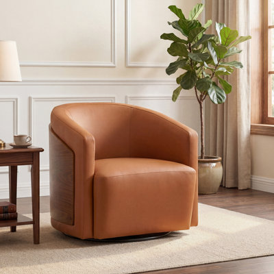Fauteuil demi-tonneau pivotant en similicuir Delwood