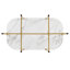Ensemble de table de salle à manger moderne 7 pièces avec table de cuisine compacte en faux marbre 55 pouces pour 6, doré et blanc-437573587