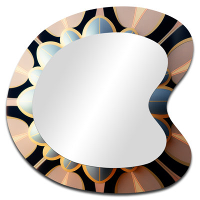 Abstract Art Noveau Flower II - Landscape Metal Art Decor - Traditional Irregular Wall Mirror