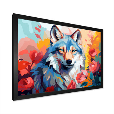 Impressionnant loup coloré impressionniste I - loup, art mural