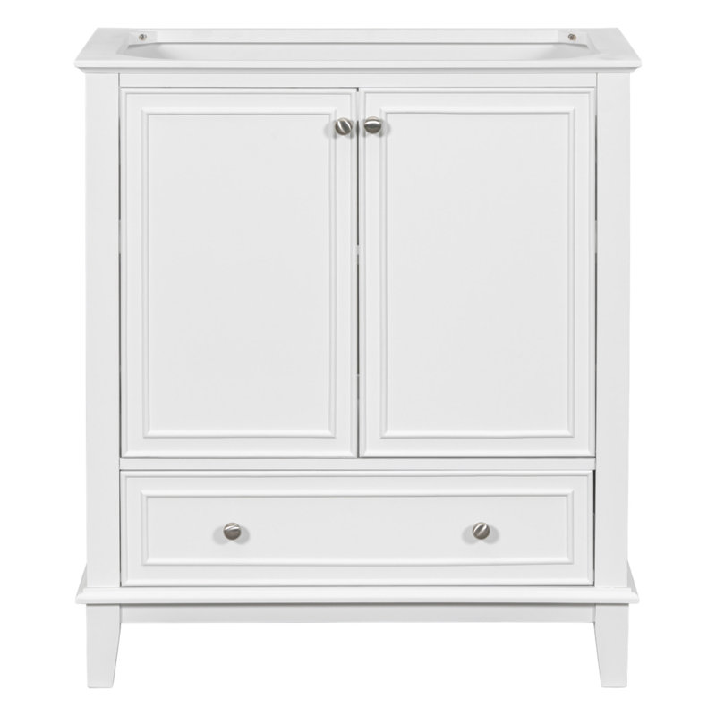 Meuble-lavabo 30 po sans lavabo, base seulement, armoire de salle de bain multifonctionnelle avec portes et tiroir, structure solide et panneau de fibres à densité moyenne