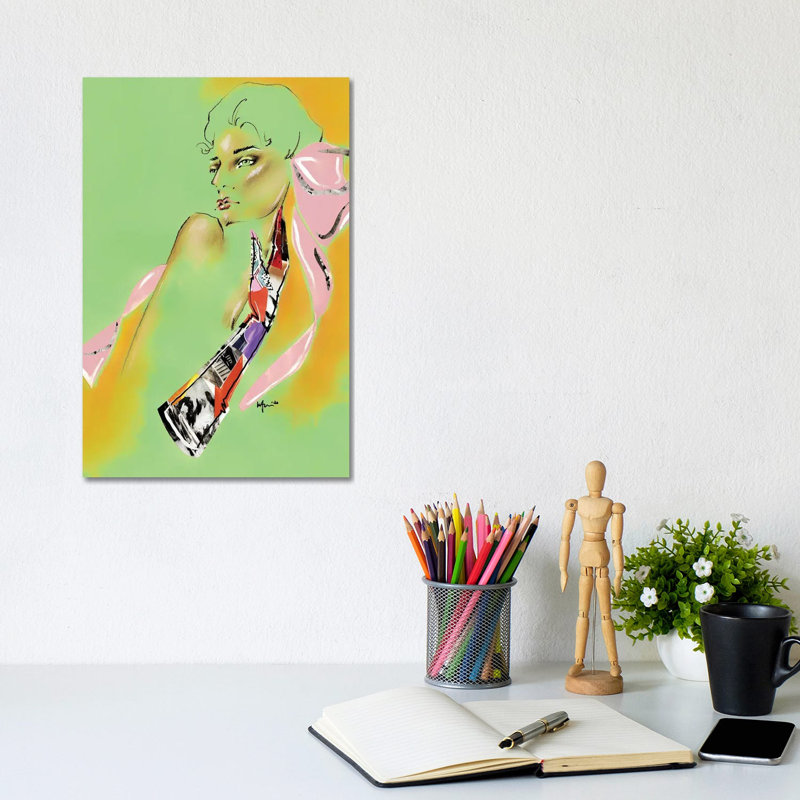 Pink Bow Collage - Wrapped Canvas Painting, 20.32 cm H x 30.48 cm W