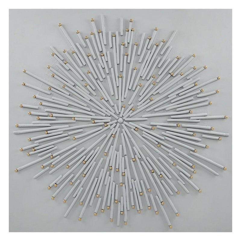 White Starburst Canvas Wall Art - 36" x 36"