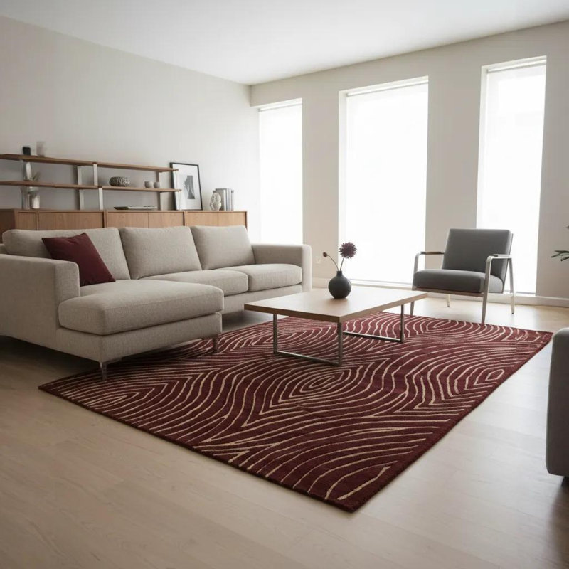 Tapis rouge / ivoire Samford, Rectangle 5 pi x 7 pi 6 po