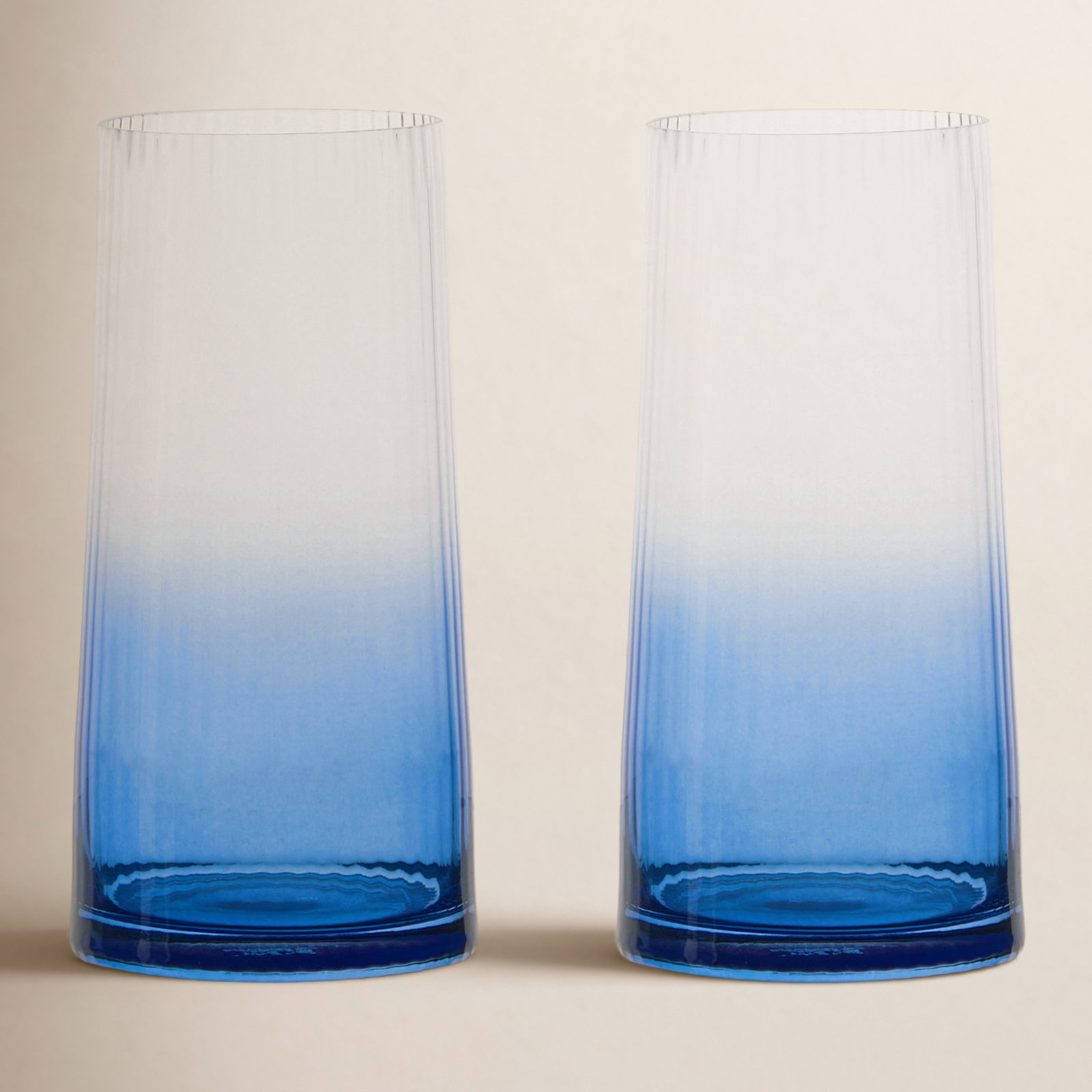 Zoya Ribbed Highball Glass, Blue