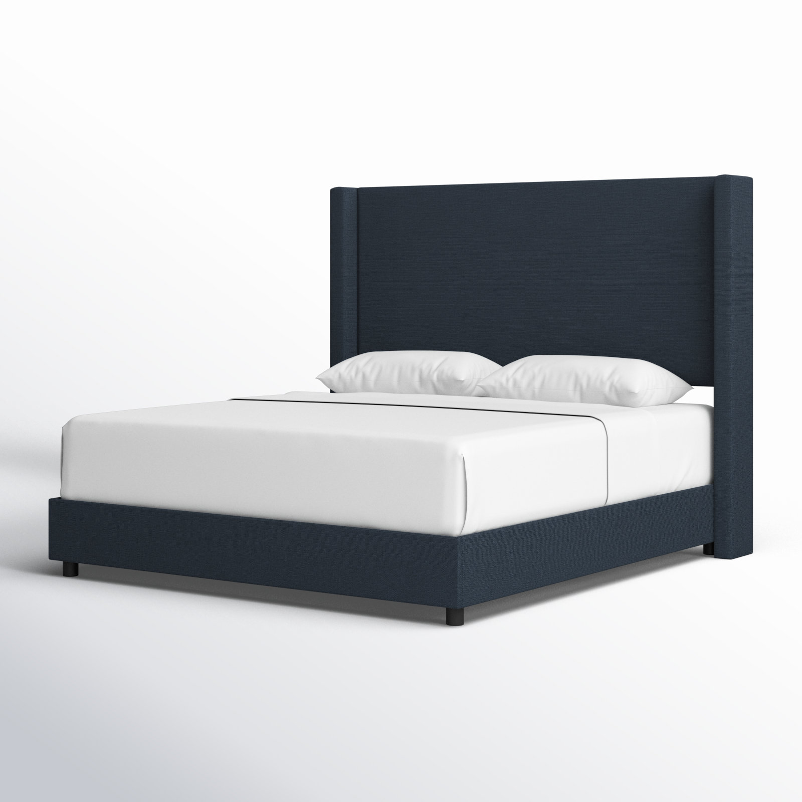 Hanson Upholstered Wingback Bed, California King, Classic Navy Linen