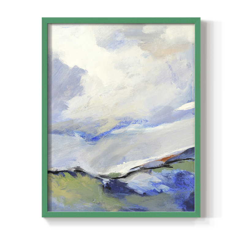 Autour de la nuée III, reproduction encadrée - bois massif, Vert, H 10 po x l 8 po