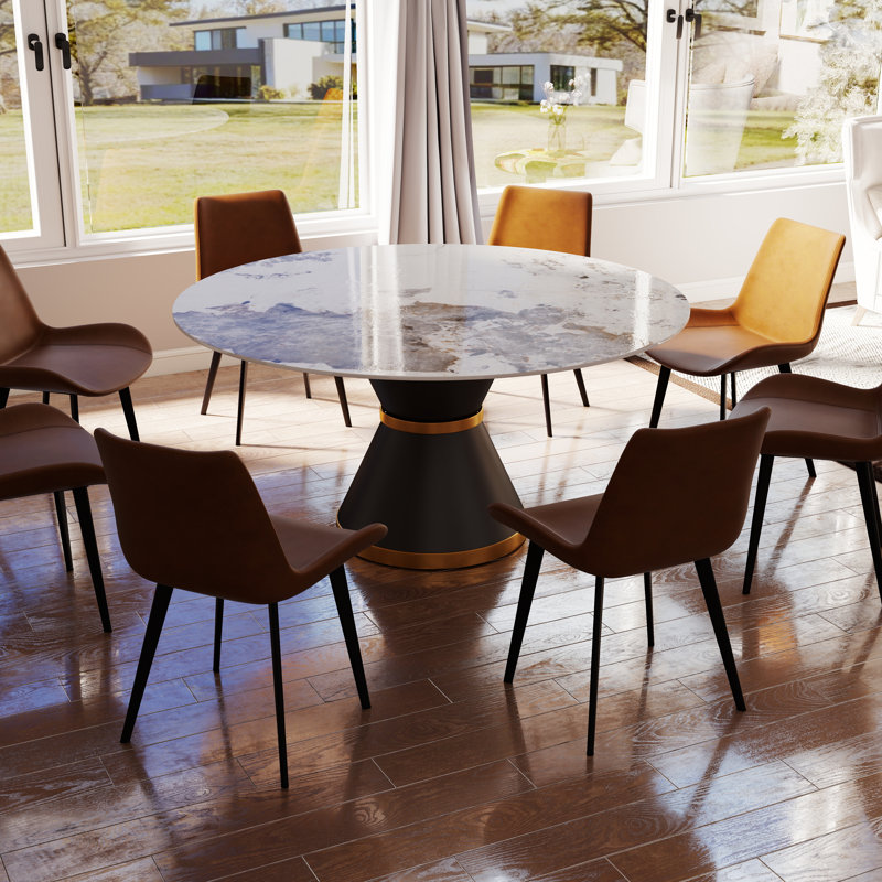 Alperton 9 - Piece Round 59.05'' Pedestal Dining Set, Brown/Black, Pandora