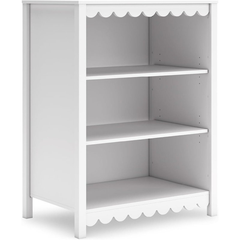 Bibliothèque à 3 niveaux avec 2 tablettes réglables, blanc