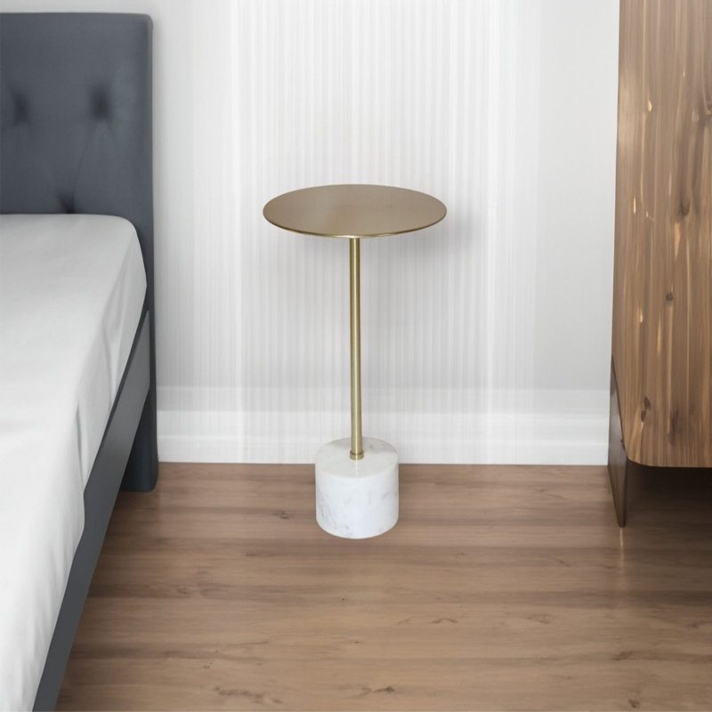 Table d'appoint Lynnett, blanc / or