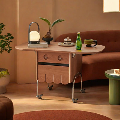 Foldable Mobile Solid Wood Coffee Table