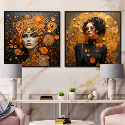 «Yellow Glamour» - Ensemble de 2 impressions sur toile «Yellow Glamour»