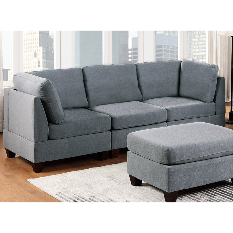 6 canapé modulaire gris avec tissu en lin et pour le salon en couleur
