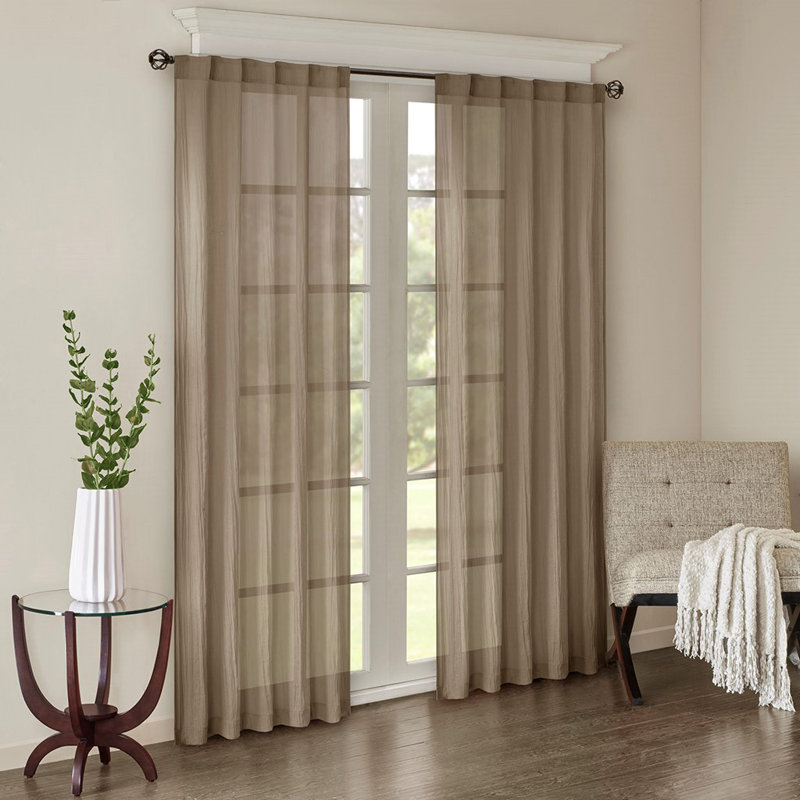 Paire de panneaux de rideau uni (2 pièces), Taupe, L 42 po x L 95 po
