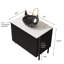 Meuble-lavabo de salle de bain 30 po avec lavabo, meuble de rangement autoportant avec 2 portes, lavabo en céramique avec motif en pierre et comptoir en pierre frittée blanc Carrara, sans robinet