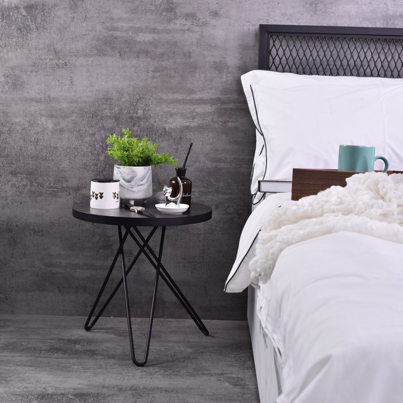 Prewitt 43 cm W Bedside Table, Grey