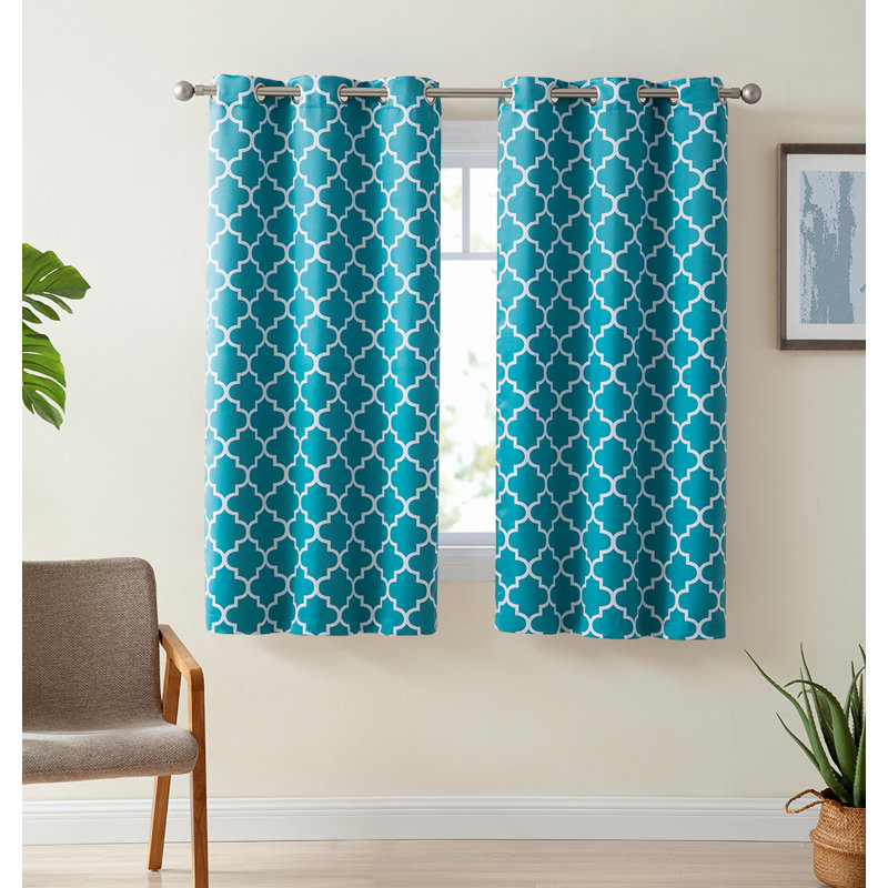 Alexuis Blackout Curtain Pair, Teal Blue, 37" W x 63" L