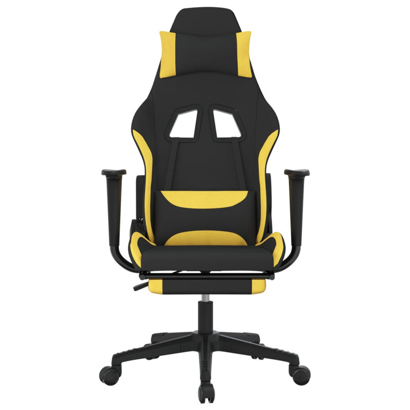 Gaming Chair with Footrest Fabric, Black/Yellow