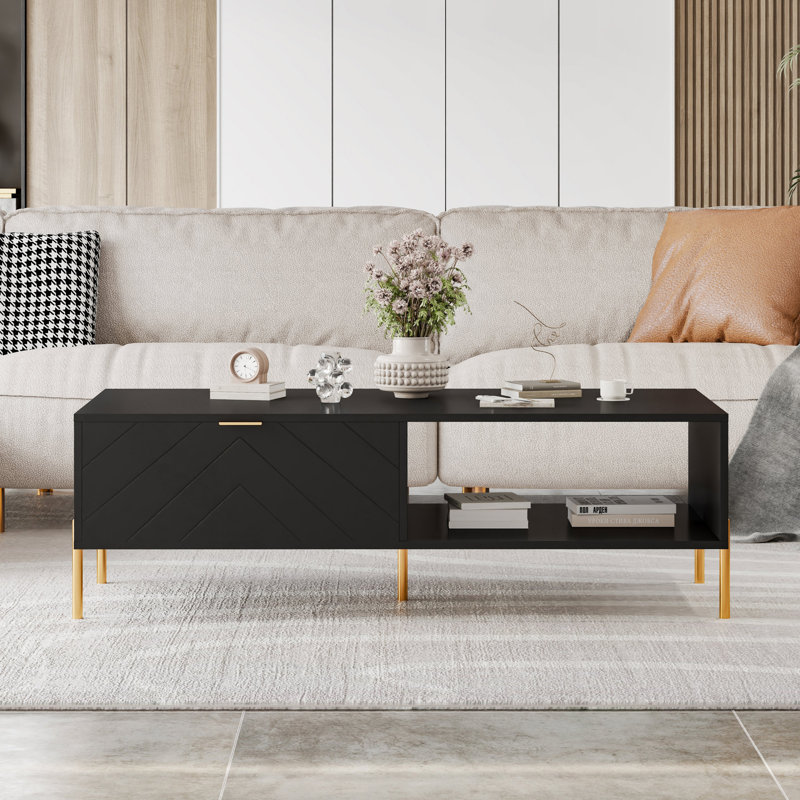 Table basse Mid-Century moderne avec tiroirs doubles
