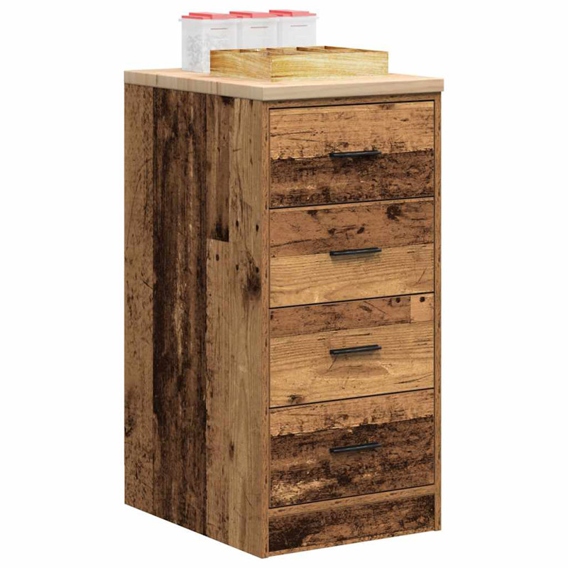 Solid Wood Single Storage Cabinet ( 85cm H x 40cm W x 51cm D), Old Wood