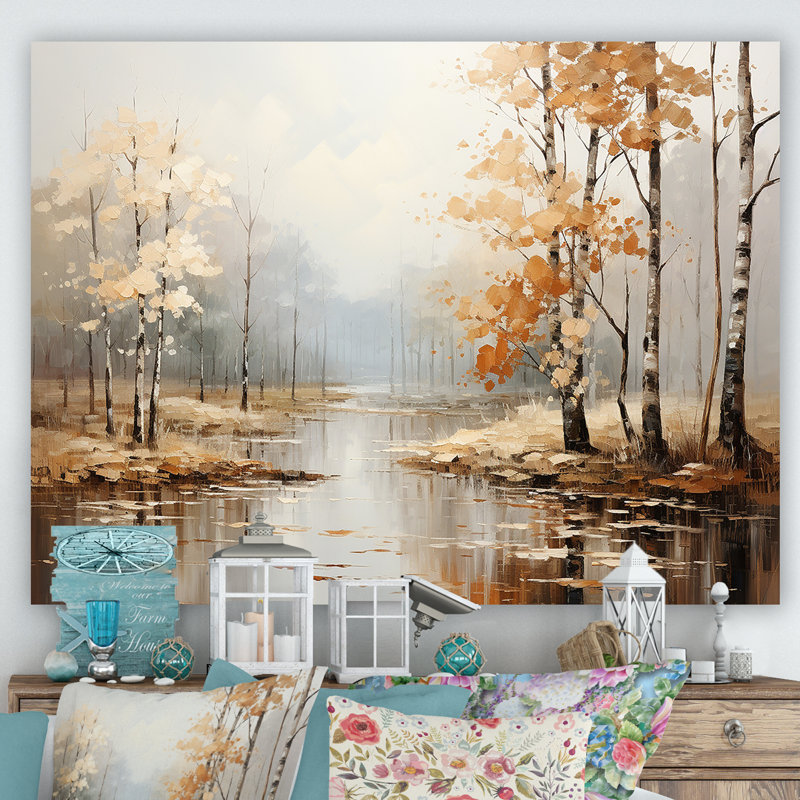 Mystic Nostalgia Autumn Forest - Art mural forêt, H 34 po x l 44 po x P 1,5 po, Toile tendue