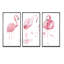 Flamants roses sur fond blanc - 3 pièces, reproduction sur toile-904357374-904357364