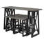 Ensemble de salle à manger à hauteur de comptoir rustique 5 pièces, console en bois avec 4 tabourets pour petits espaces, gris