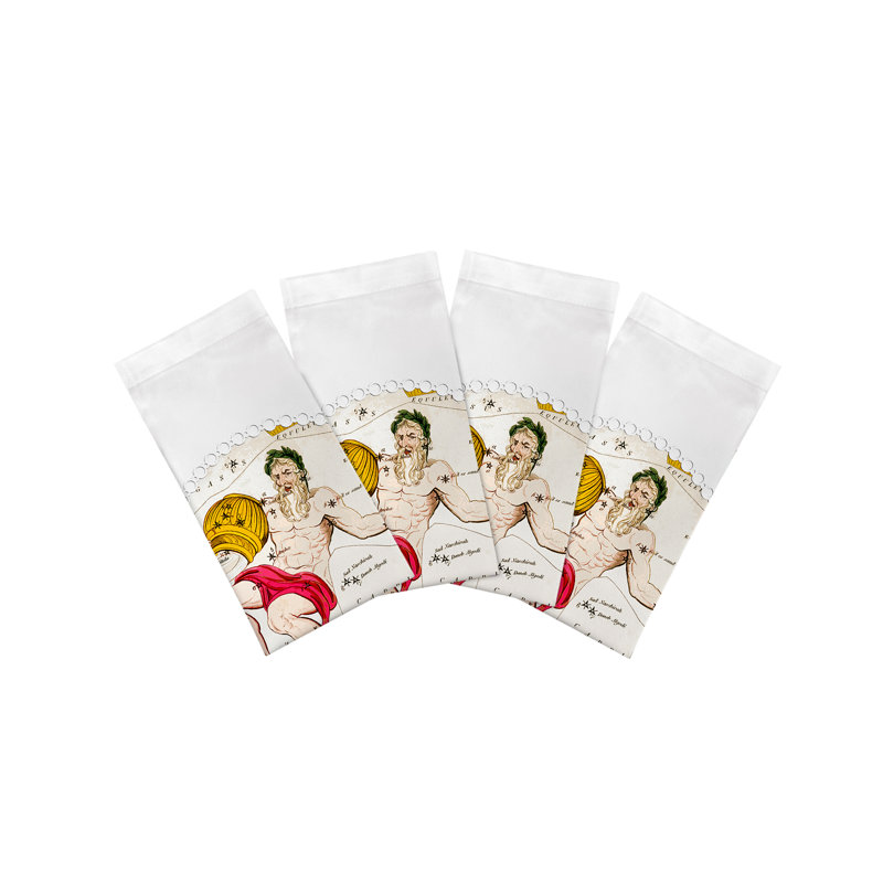 Zodiac Aquarius Cotton Sateen Dinner Napkins, White