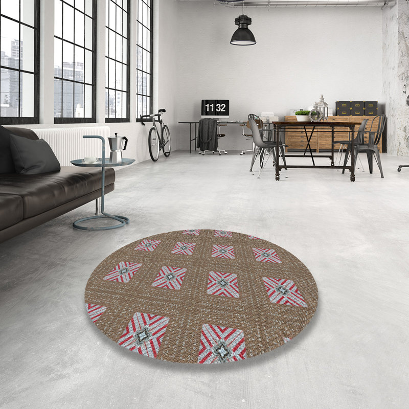 Tapis gris / rose Power Loom, Rond 3 pi