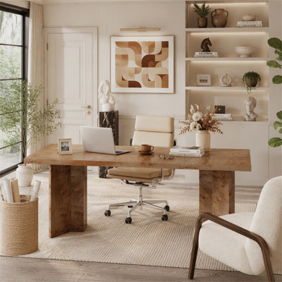 63" Executive Desk with Large Tabletop, Farmhouse Computer Desk for Home Office
