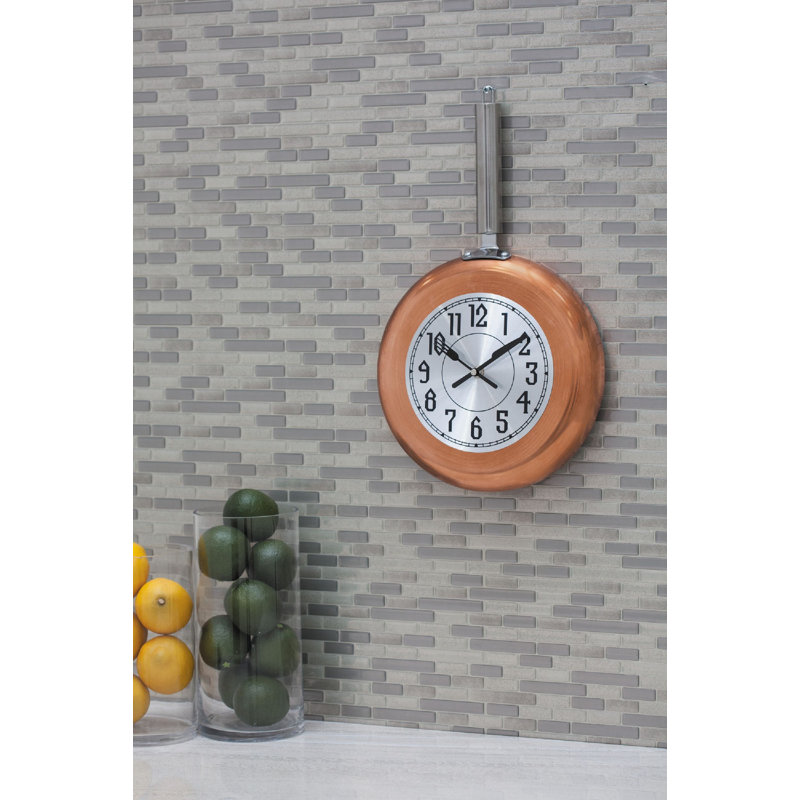 Metal Wall Clock, Medium, Black, Silver