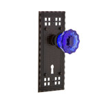 Craftsman Plate with Decorative Keyhole and Crystal Cobalt Door Knob
