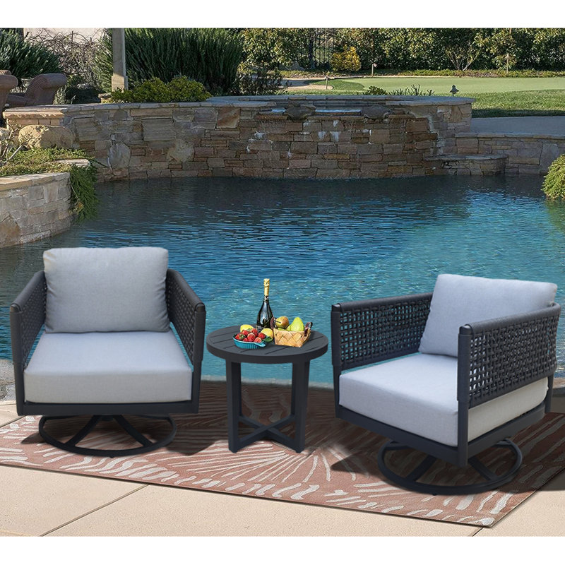 Olympic Swivel Lounge Chairs Set of Two with End Table
