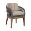 Chaise de patio d'extérieur en bois d'eucalyptus vieilli avec corde grise et coussins en oléfine taupe