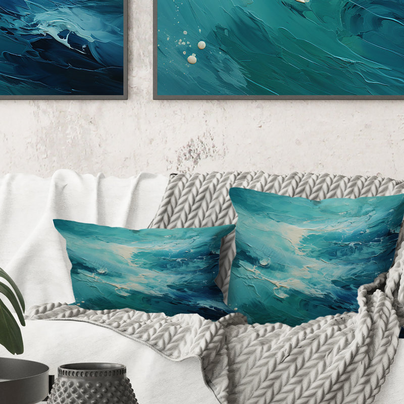 Coussin Teal Oasis I - Abstract Landscape