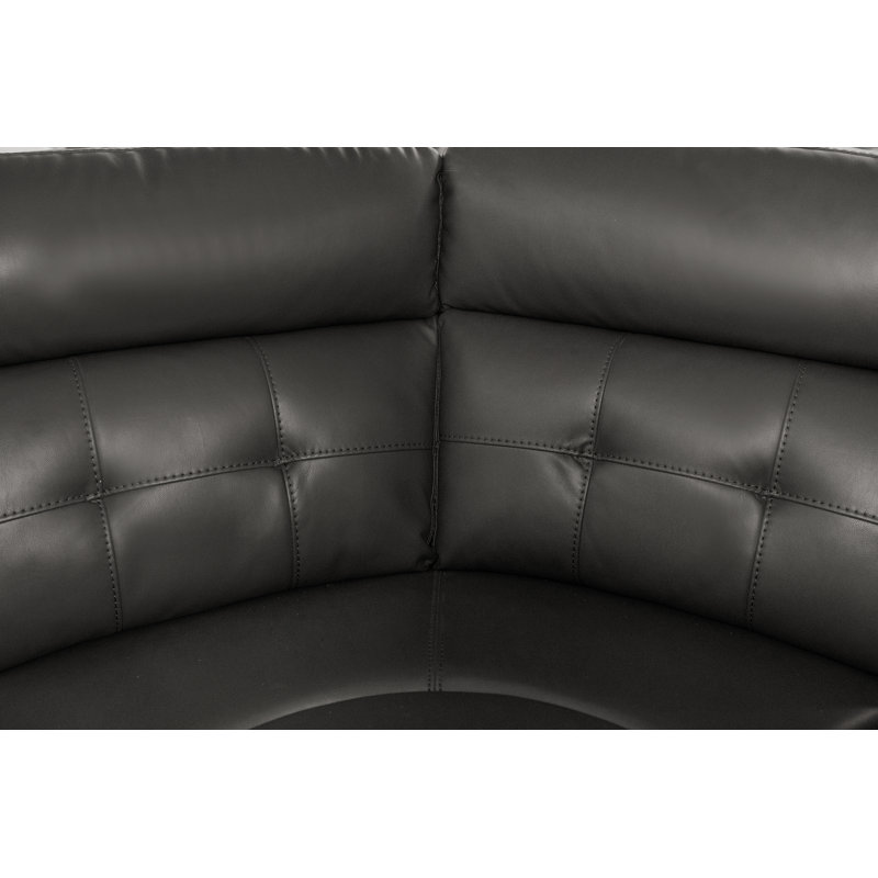 Canapé modulaire en cuir 3 pièces Tanvika, Similicuir gris foncé