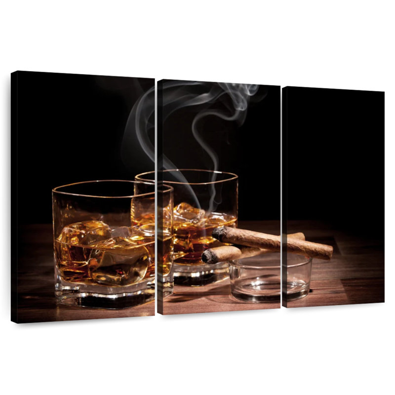 Yarlin Cigars With Whiskey, 24" H x 38" W