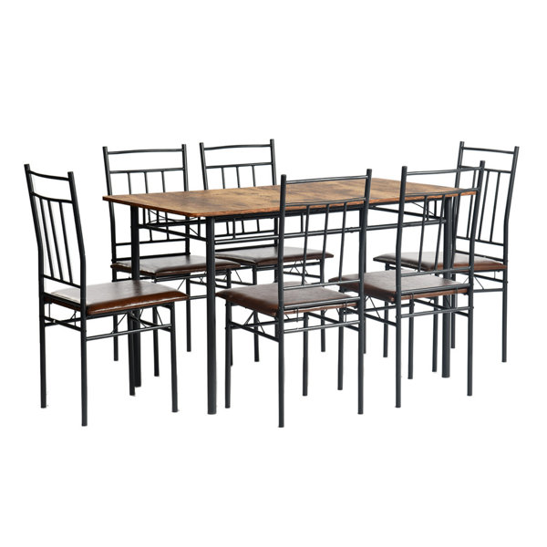 17 Stories 6-Person Dining Table Set, 1 Dining Table And 6 Dining ...