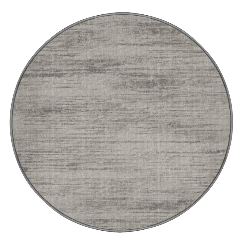 Machine Washable Abstract Gray Area Rug, Round 3'