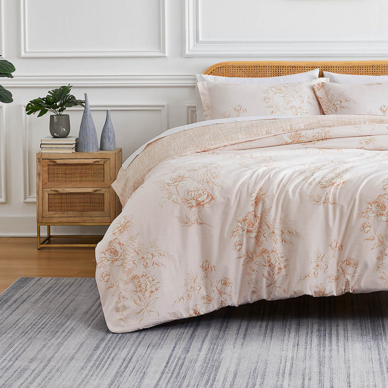 Southshore Fine Linens Harmony Blue Twin/Twin XL 2-Piece Reversible Floral Comforter Set with 1 Standard Sham, 240 GSM Down Alternative Fill