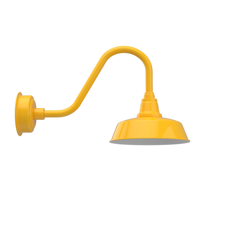 Luminaire de grange d’extérieur à del Vandervliet, H 14,38 po x l 12 po x P 25 po, Jaune